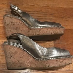 Gold leather espadrilles